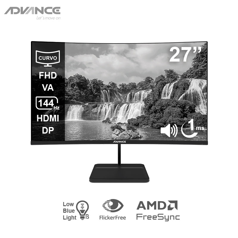 Monitor curvo ADVANCE ADV-2752S, 27" FHD VA, 144Hz, 1ms